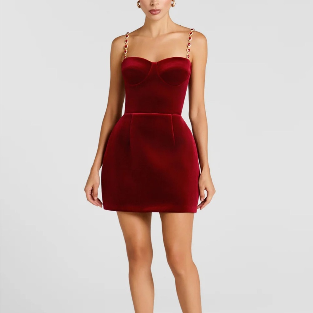 Nadine Merabi Harley Red Velvet Dress excellent condition, only worn once